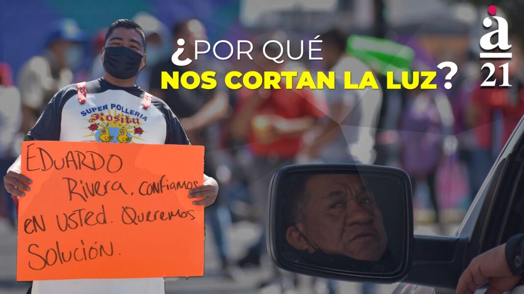 Comerciantes del mercado 5 de Mayo protestan por el corte de luz por más de 24h