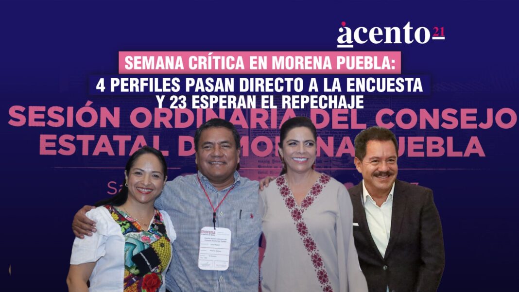 Semana crítica en Morena Puebla: cuatro perfiles pasan directo a la encuesta y 23 esperan el repechaje