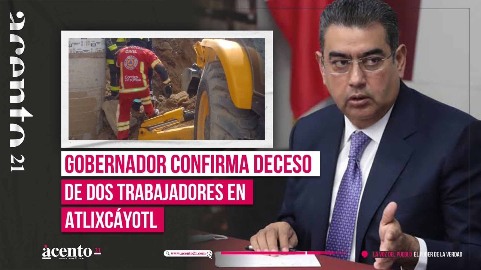 Confirma gobernador muerte de dos trabajadores en la obra del distribuidor Atlixcáyotl