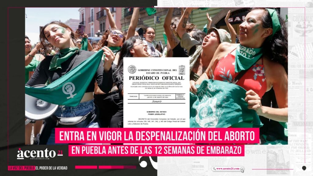 Entra en vigor despenalización del aborto en Puebla antes de las 12 semanas de embarazo