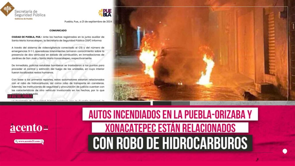 Autos incendiados en la Puebla-Orizaba y Xonacatepec