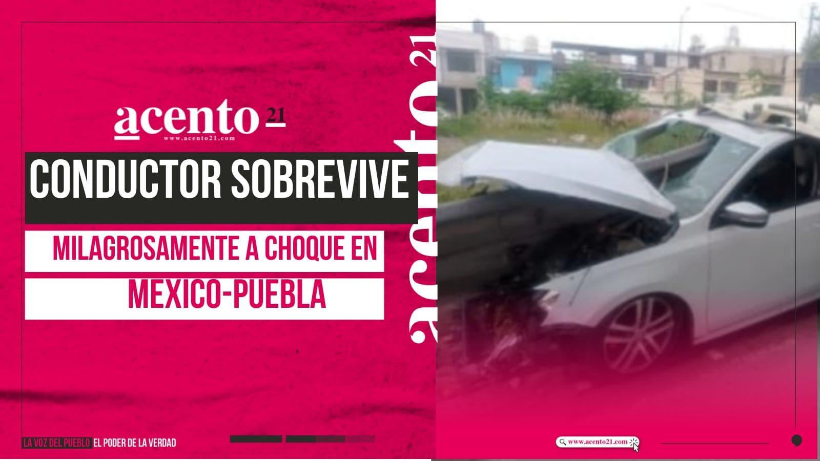 Conductor sobrevive a choque de milagro en la México-Puebla