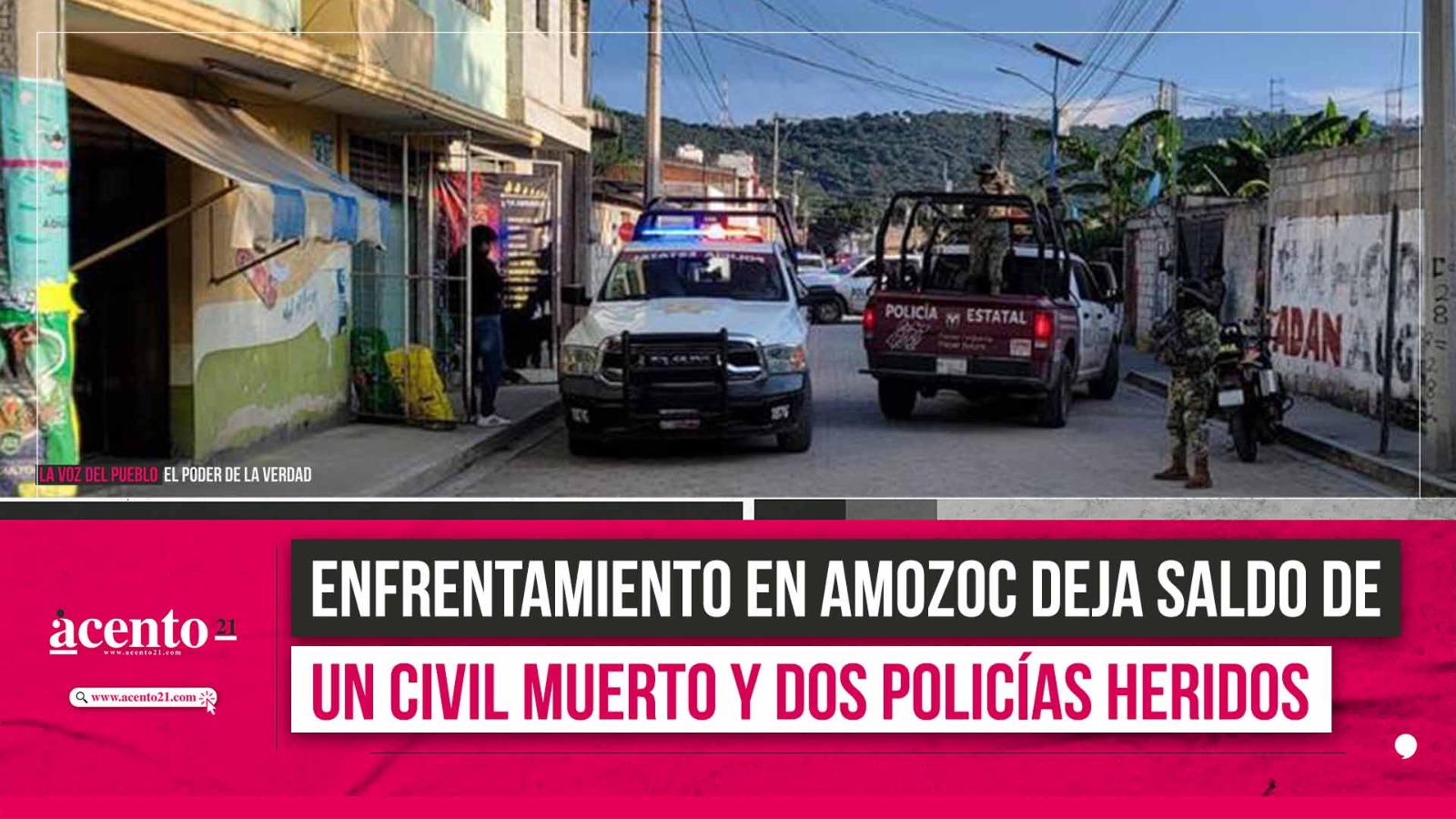 Enfrentamiento en Amozoc deja saldo de un civil muerto y dos policías heridos