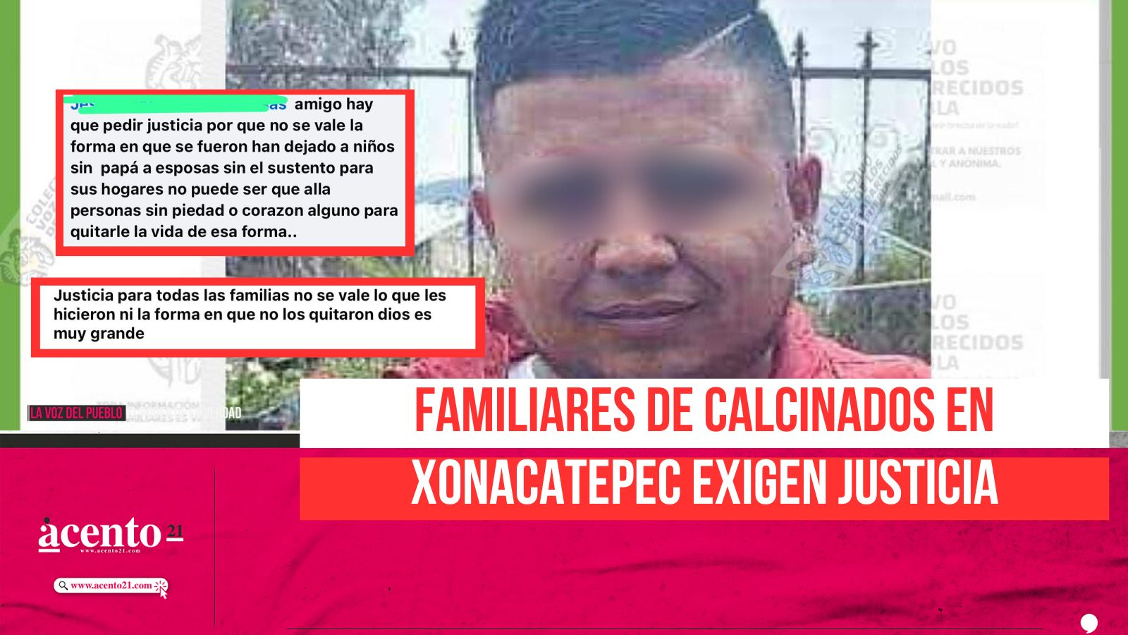 Familiares de calcinados en Xonacatepec exigen justicia: “No merecían morir así”