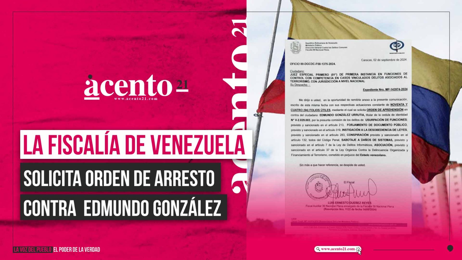 La Fiscalía de Venezuela solicita orden de arresto contra Edmundo González