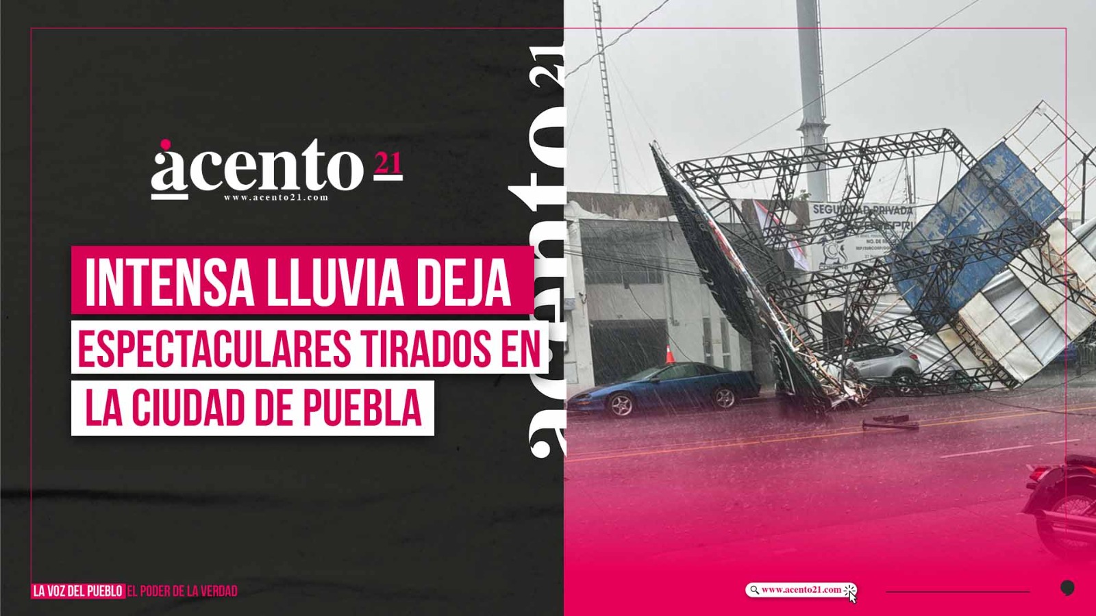 Lluvia deja espectaculares caídos y personas atrapadas en sus autos en Puebla