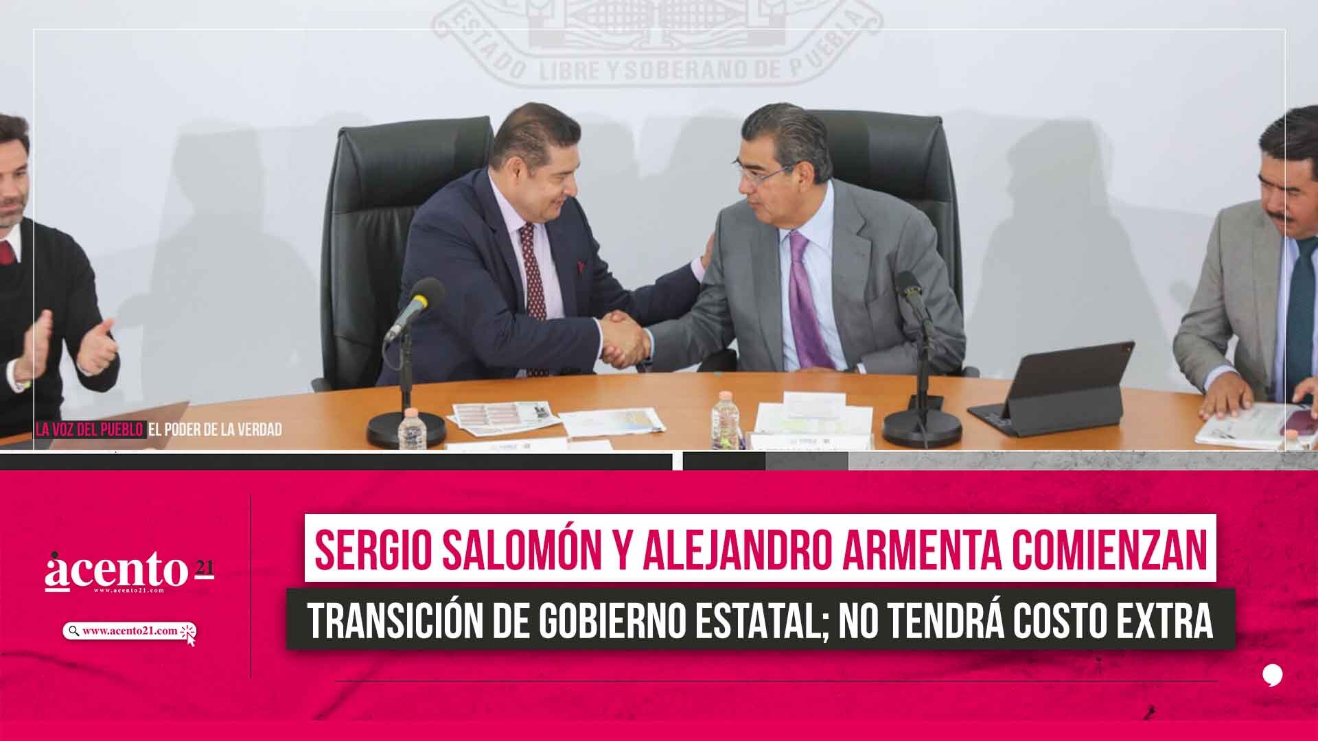 Sergio Salomón y Alejandro Armenta comienzan transición de gobierno estatal; no tendrá costo extra