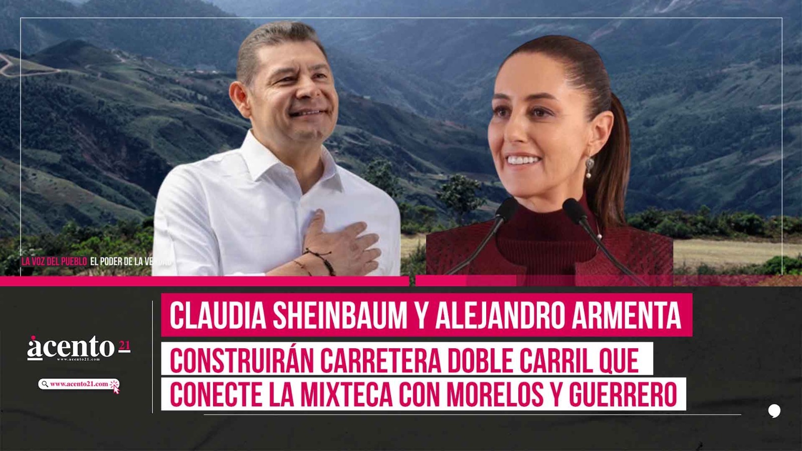 Sheinbaum y Armenta construirán carretera doble carril que conecte la Mixteca con Morelos y Guerrero