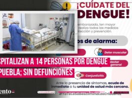 14 personas ingresan a hospital por dengue; 4,020 casos en Puebla