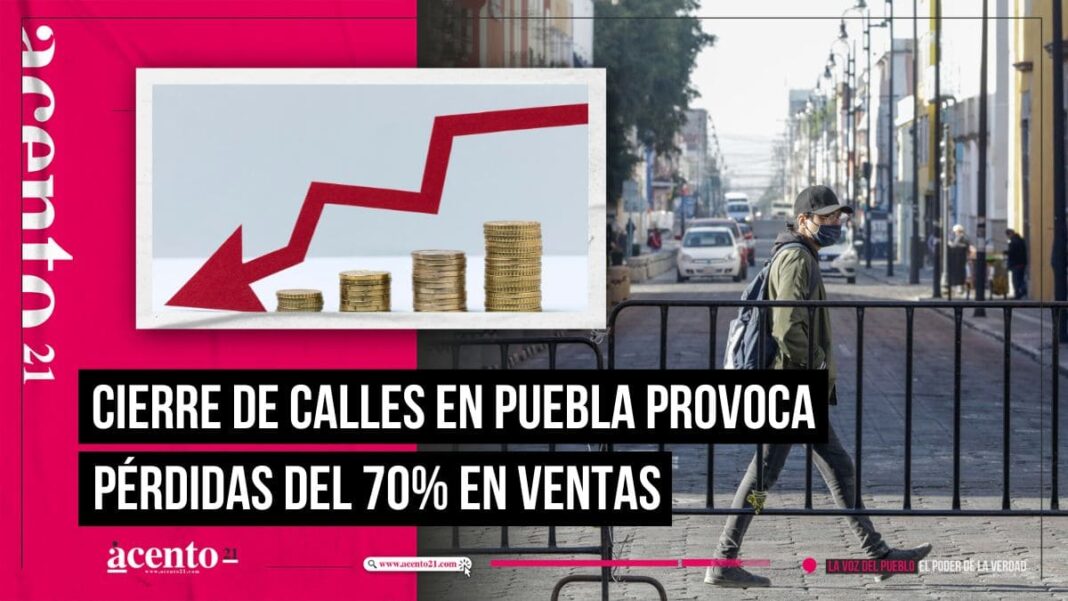 Cierre de calles del Centro Histórico de Puebla provocó pérdidas económicas del 70%