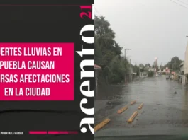 Fuertes lluvias en Puebla causan diversas afectaciones en la ciudad