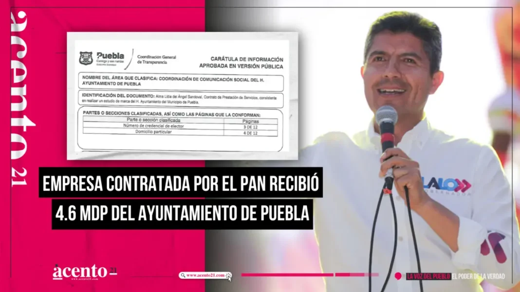 Empresa contratada por el PAN recibió 4.6 mdp del Ayuntamiento de Puebla