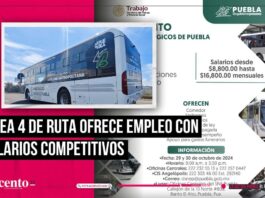 Línea 4 de RUTA en Puebla lanza vacantes con salarios de más de 16 mil pesos