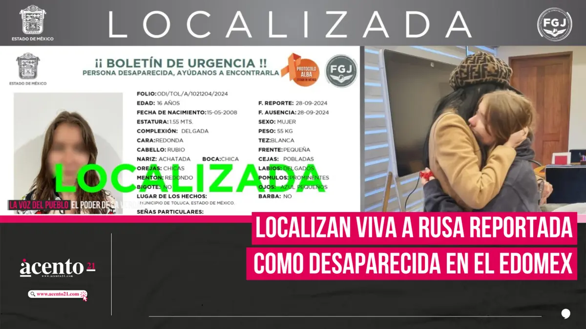 Localizan viva a rusa reportada como desaparecida en el EdoMex