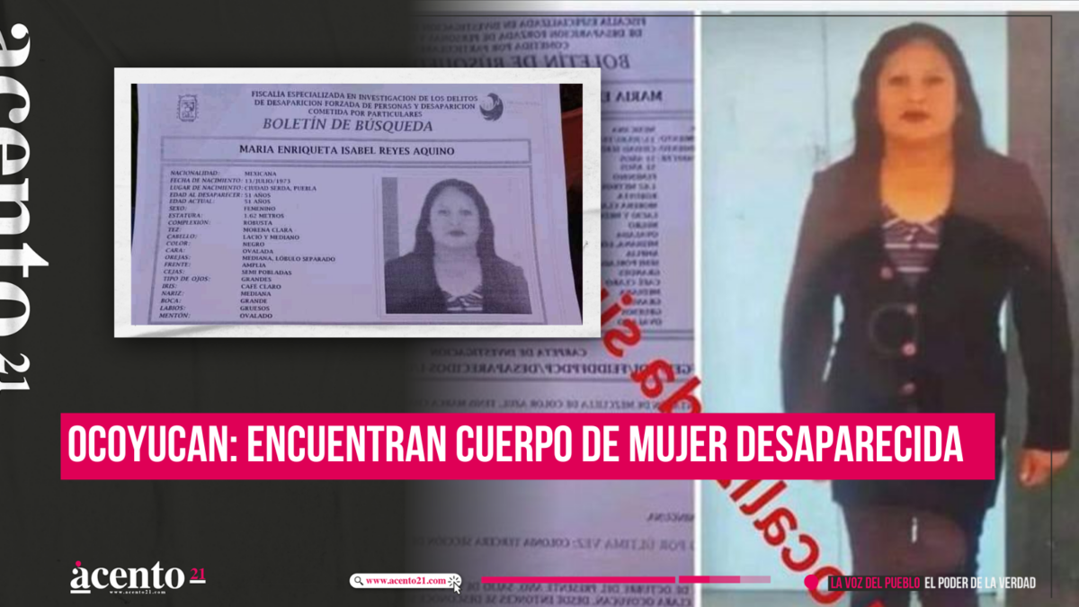 Ocoyucan encuentran cuerpo de mujer desaparecida