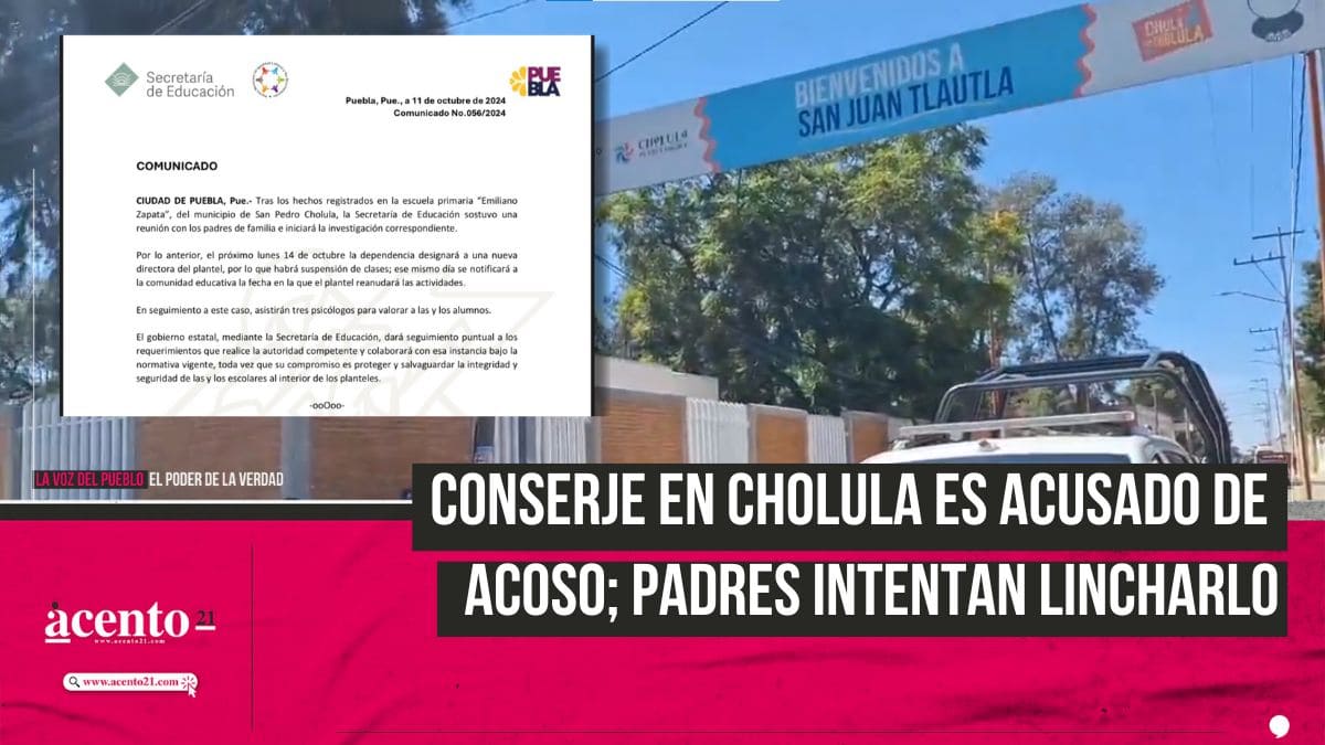 Padres intentan linchar a conserje de escuela en Cholula por presunto acoso a alumna