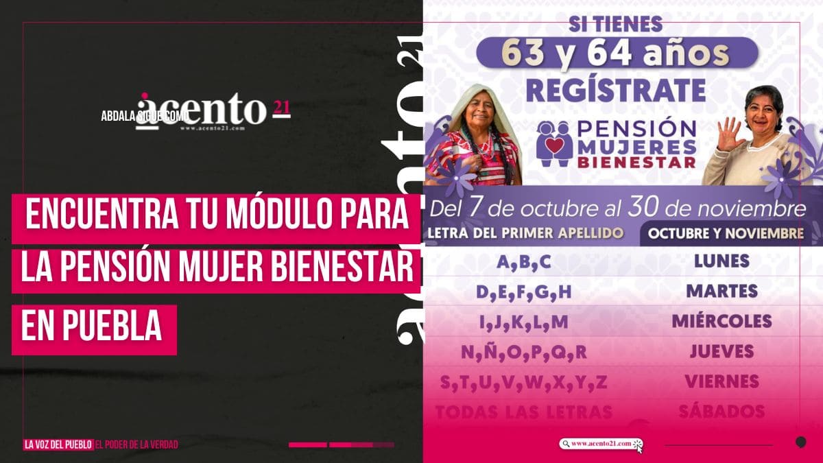 Pensión para mujeres de 60 a 64 años Ubica tu módulo en Puebla