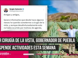 Por cirugía de la vista, gobernador de Puebla suspende actividades esta semana