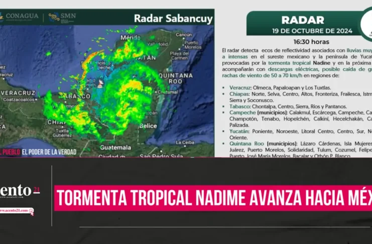 Tormenta tropical Nadime avanza hacia México