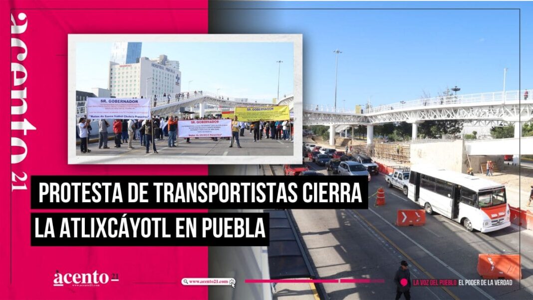 Transportistas cierran la Atlixcáyotl para pedir aumento al pasaje en puebla