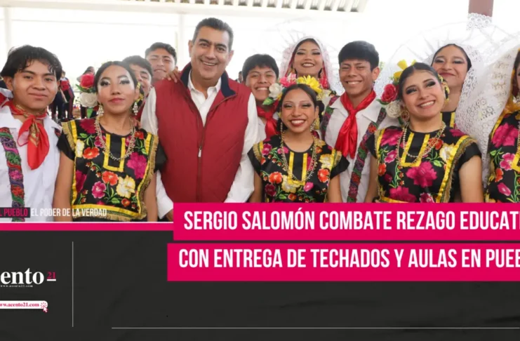 Sergio Salomón combate rezago educativo con entrega de techados y aulas en Puebla