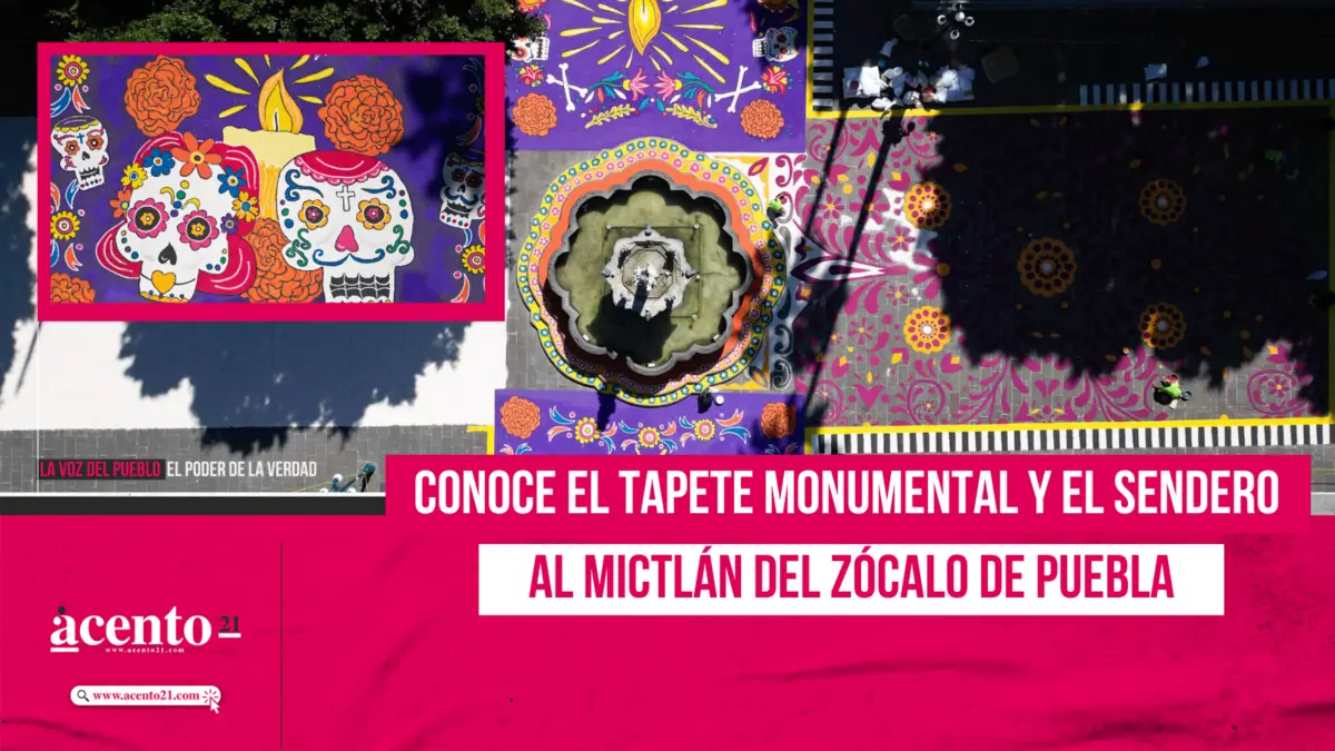 Conoce el tapete monumental y el sendero al Mictlán del Zócalo de Puebla