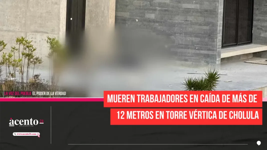 Mueren trabajadores en caída de más de 12 metros en Torre Vértica de Cholula