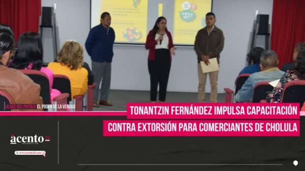 capacitación contra extorsión para comerciantes de San Pedro Cholula