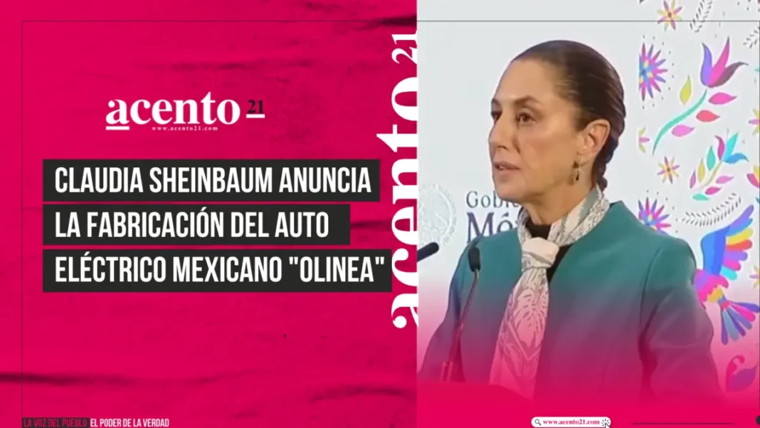 Claudia Sheinbaum anuncia la fabricación del auto eléctrico mexicano Olinea