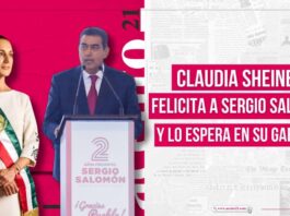 Claudia Sheinbaum felicita a Sergio Salomón por su segundo informe de gobierno