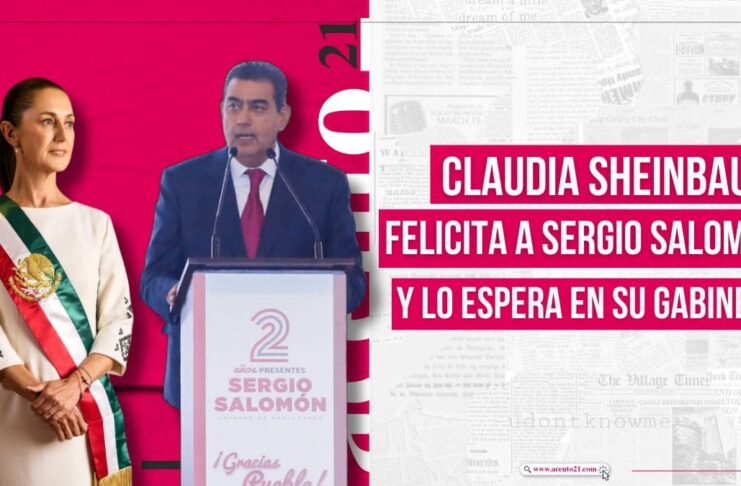 Claudia Sheinbaum felicita a Sergio Salomón por su segundo informe de gobierno