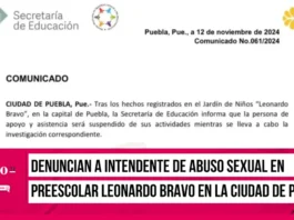 Denuncian a intendente de abuso sexual en preescolar Leonardo Bravo en la ciudad de Puebla