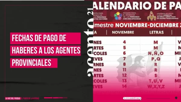 Fechas de pago de haberes a los agentes provinciales