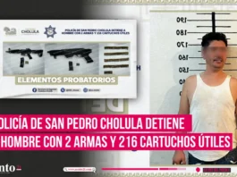 Policía de San Pedro Cholula detiene a hombre con 2 armas y 216 cartuchos útiles