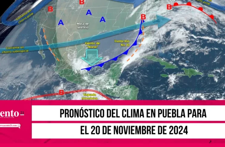 Pronóstico del clima en Puebla para el 20 de noviembre de 2024