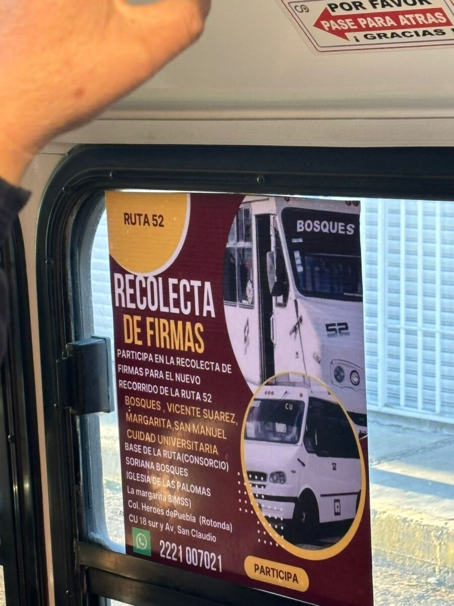 Recolectan firmas para que se apruebe nuevo recorrido de la Ruta 52 en Puebla