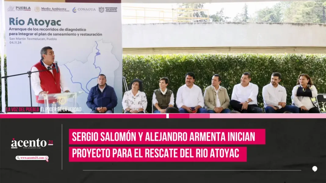 Sergio Salomón y Alejandro Armenta inician proyecto para el rescate del rio Atoyac