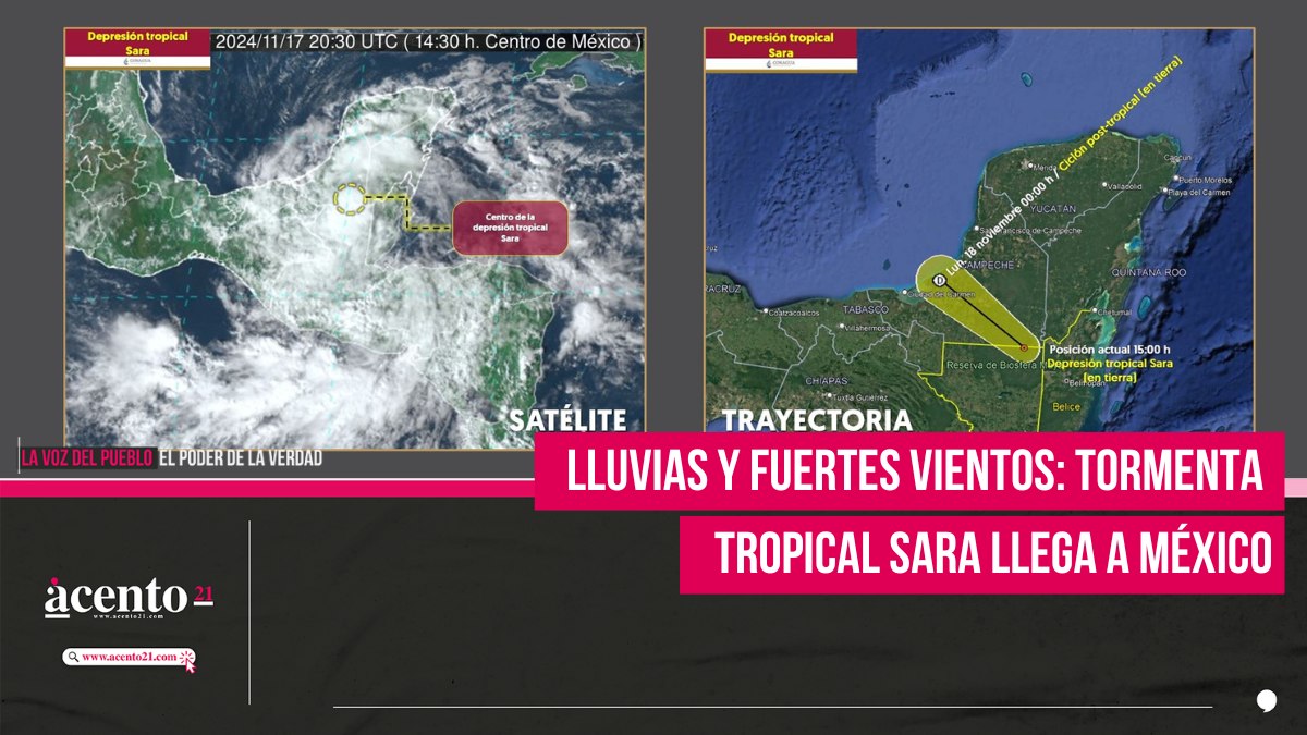 Lluvias y fuertes vientos: Tormenta tropical Sara llega a México