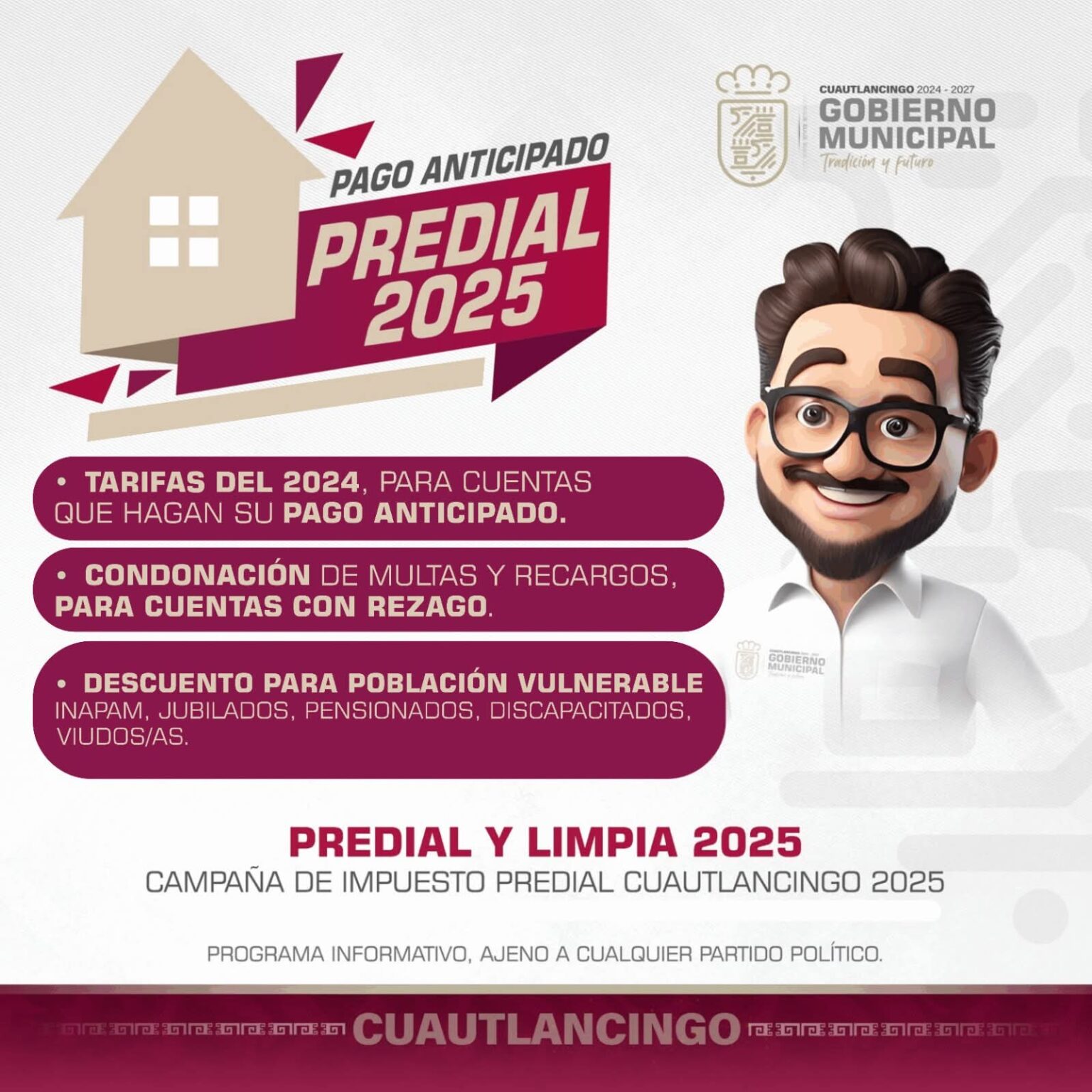 Campaña de pago anticipado en Cuautlancingo de predial y limpia
