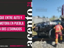 Choque entre auto y locomotora en Puebla deja dos lesionados