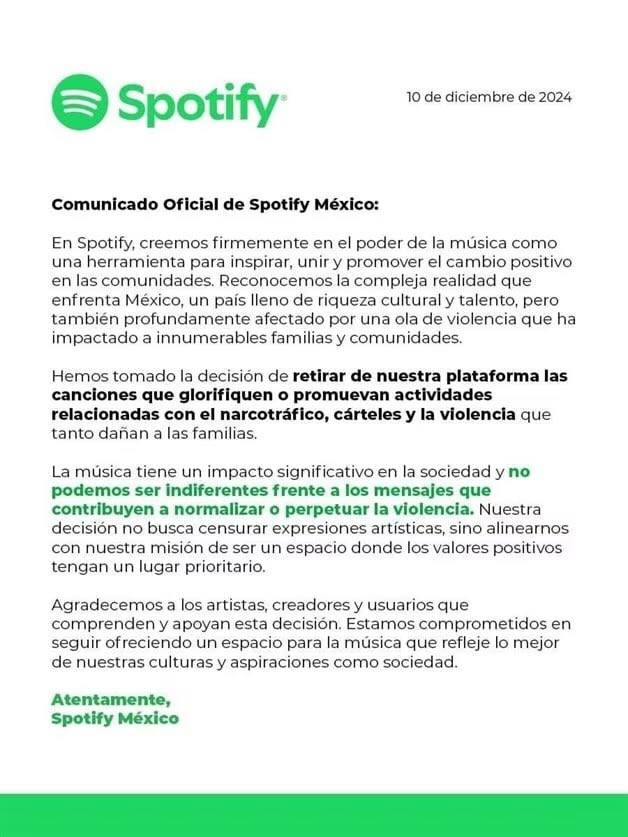 ¿Spotify eliminará las canciones de Peso Pluma y otros corridos tumbados?