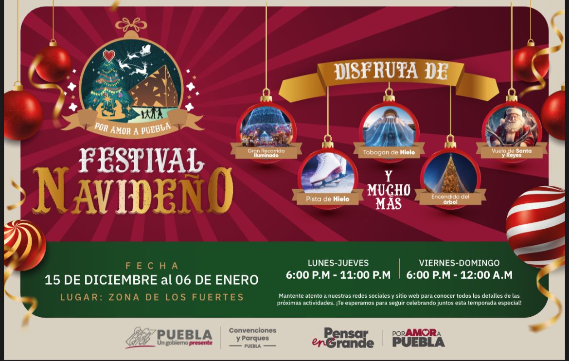 Habrá recorridos para habitantes del interior del estado en el festival navideño Por Amor a Puebla