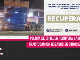 Policías de San Pedro Cholula recupera vagoneta y tractocamión robados