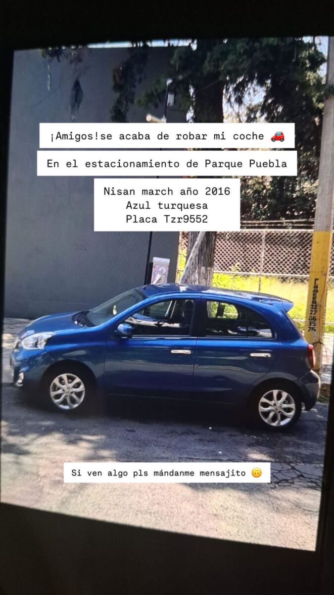 Roban auto a la Tiktoker Mariana Palacios en Parque Puebla