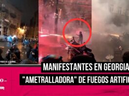 VIDEO Usan ametralladora de fuegos artificiales en protestas de Georgia