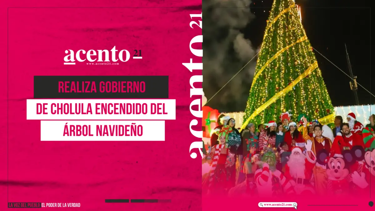 Gobierno de Cholula realiza encendido del árbol navideño