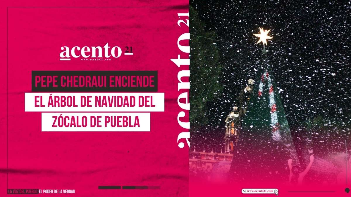 Pepe Chedraui enciende el árbol de navidad del zócalo de Puebla