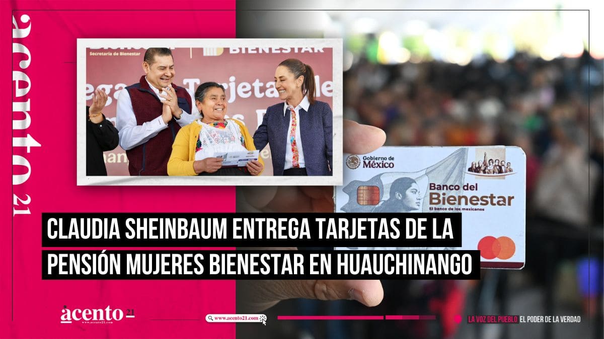 Entrega Claudia Sheinbaum 46 mil tarjetas de la pensión Mujeres Bienestar en Huauchinango