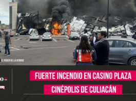 Fuerte incendio en casino de Culiacán