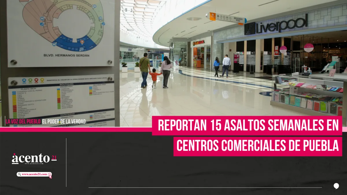 Reportan 15 asaltos semanales en centros comerciales de Puebla